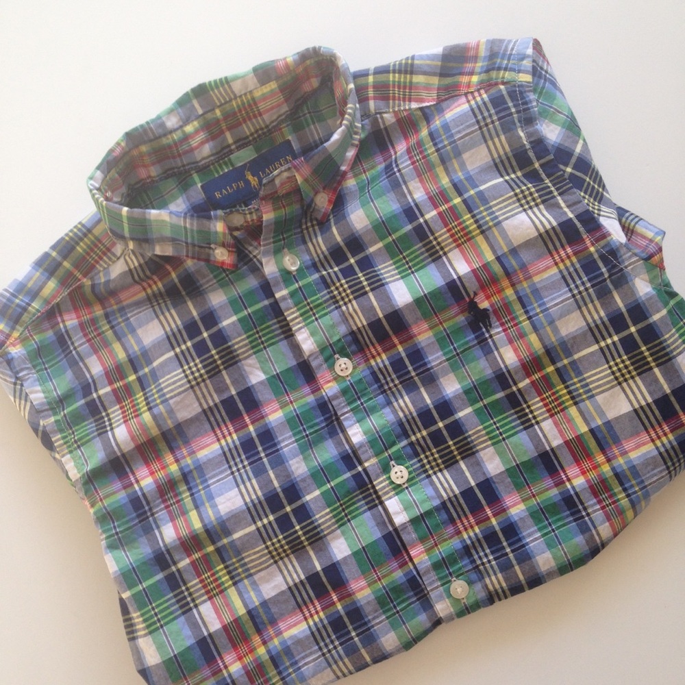 Ralph Lauren boys plaid short sleeve shirt  10/12